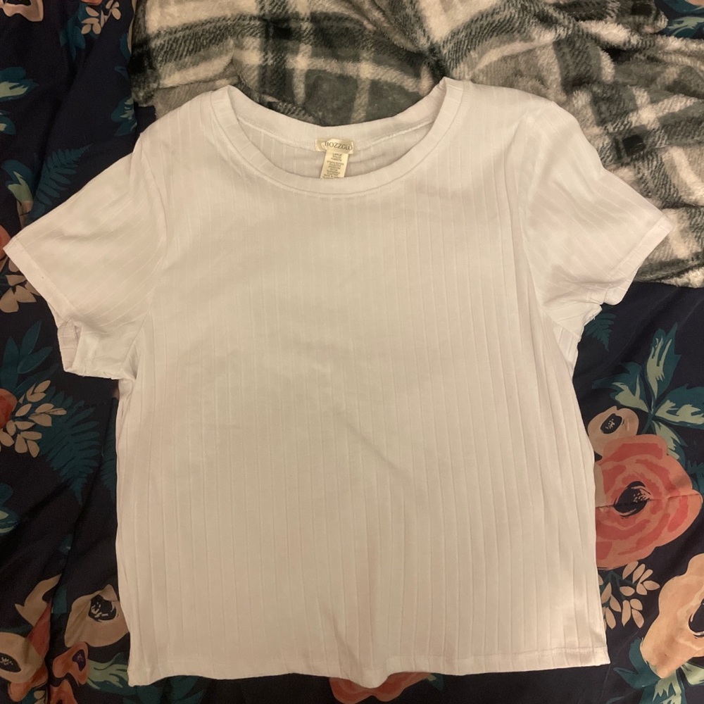 White ribbed tee (tight fit style) NWOT